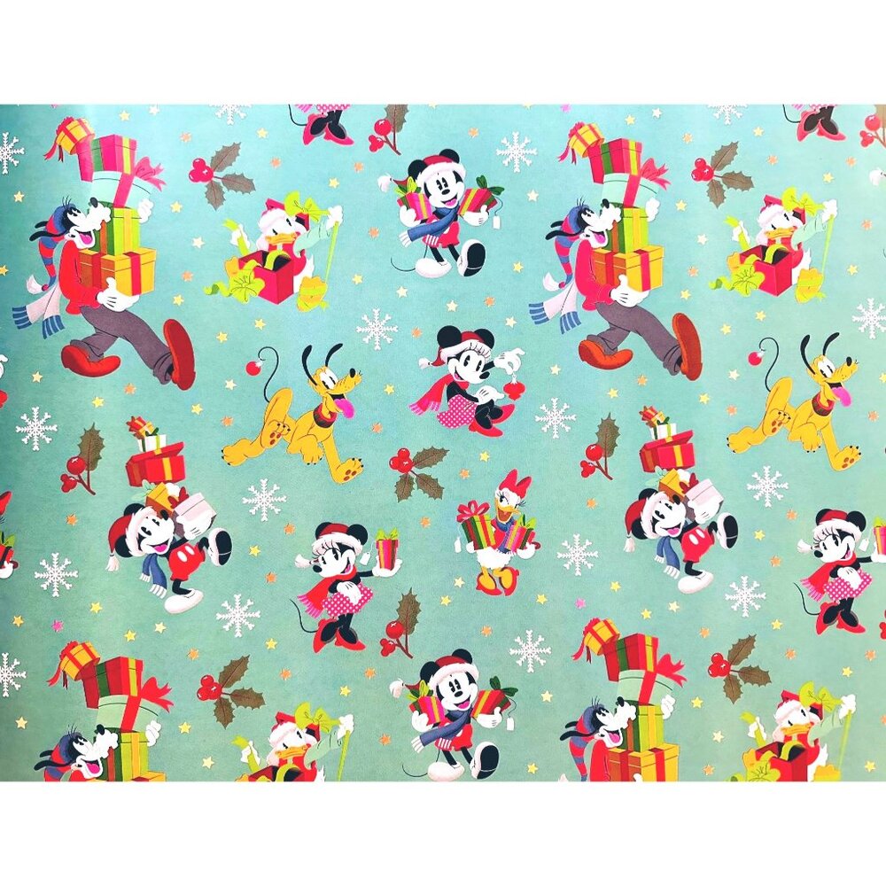 Hallmark Wrapping Paper Christmas Mickey Minnie Mouse Green 30 sqft Roll Holiday
